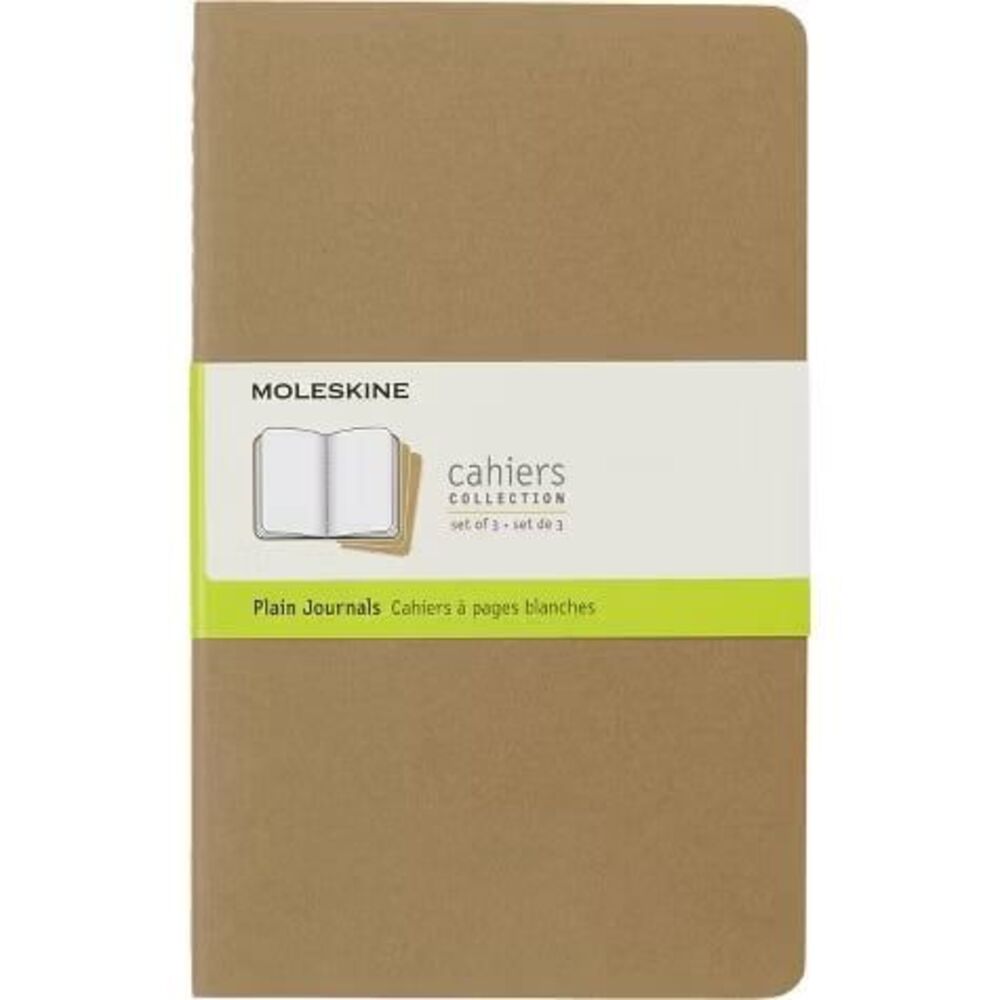 Moleskine Cahier Plain Journals Large 5"x8.25" 3‑Pack Kraft Brown